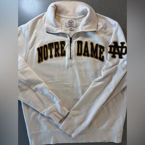 Notre Dame‎ Sweatshirt Unisex Large Cream 1/4 Zip Pullover 47 Brand. Appliqué